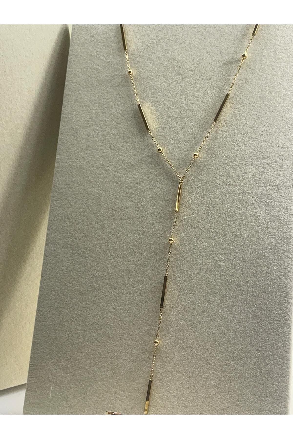 'lotusbybuket' çelik gold uzun zincir özel tasarım Y dekolte kolye