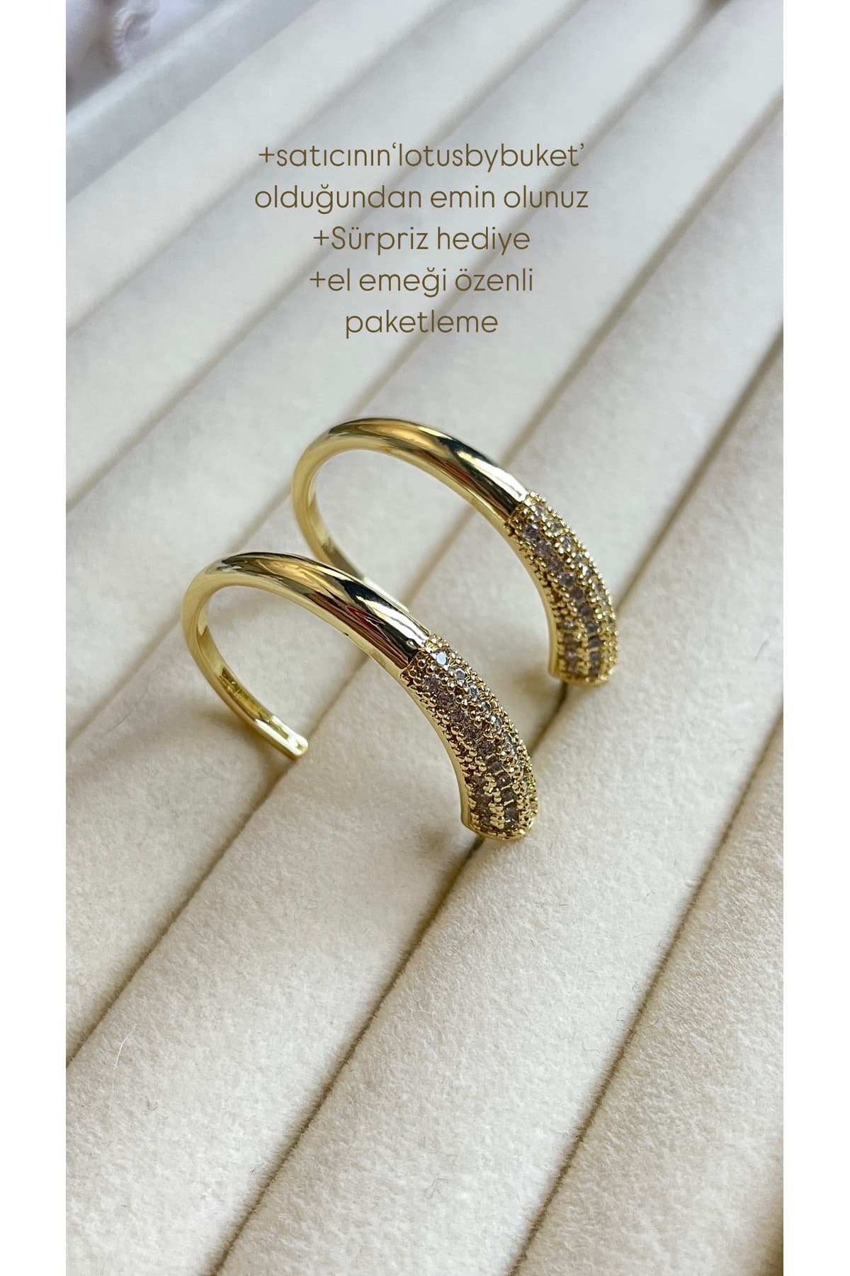 VIP Çelik gold 14 ayar altın rengi zirkon taşlı oval halka küpe