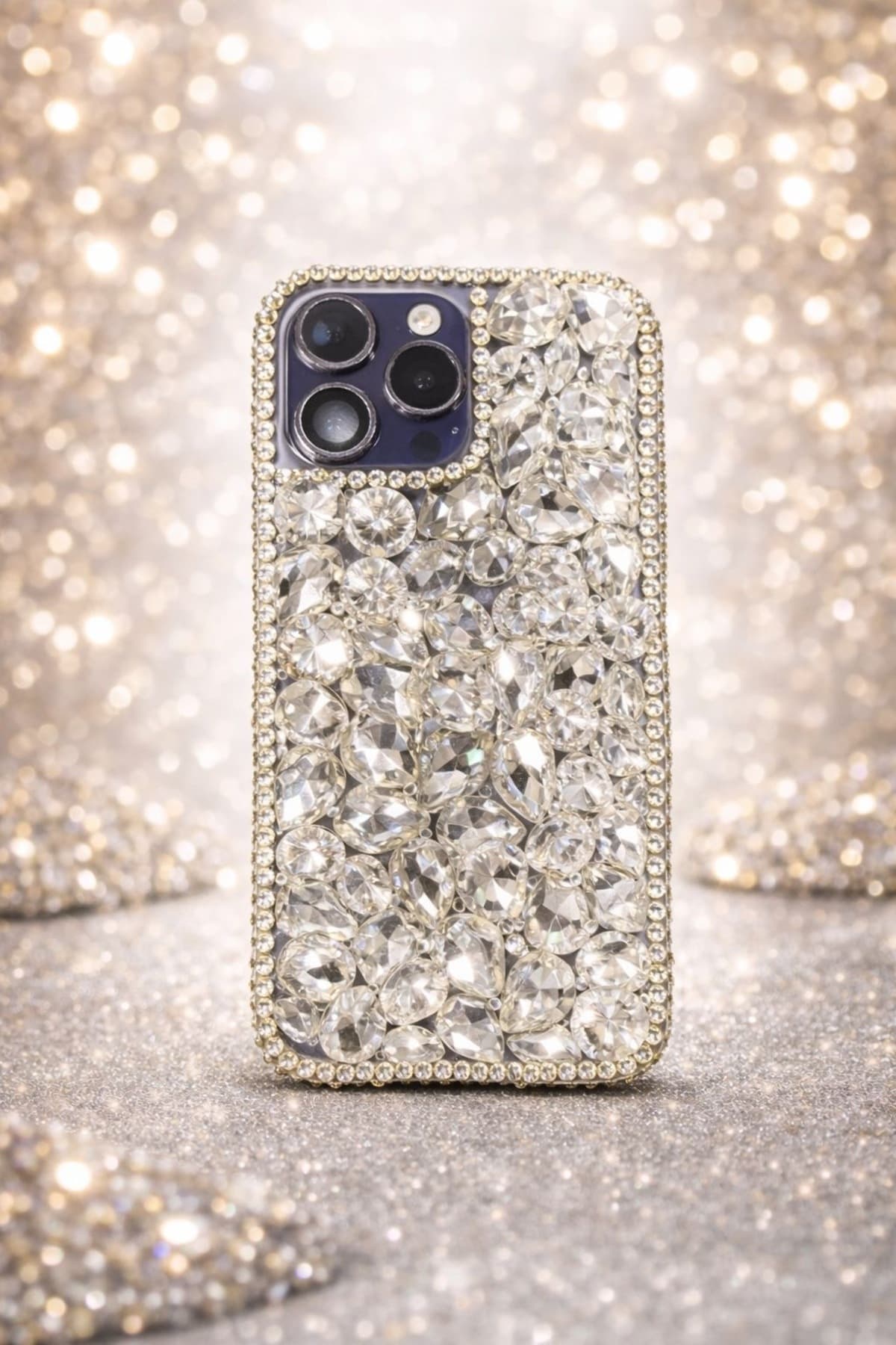 İphone 14 promax silver kristal taşlı kılıf
