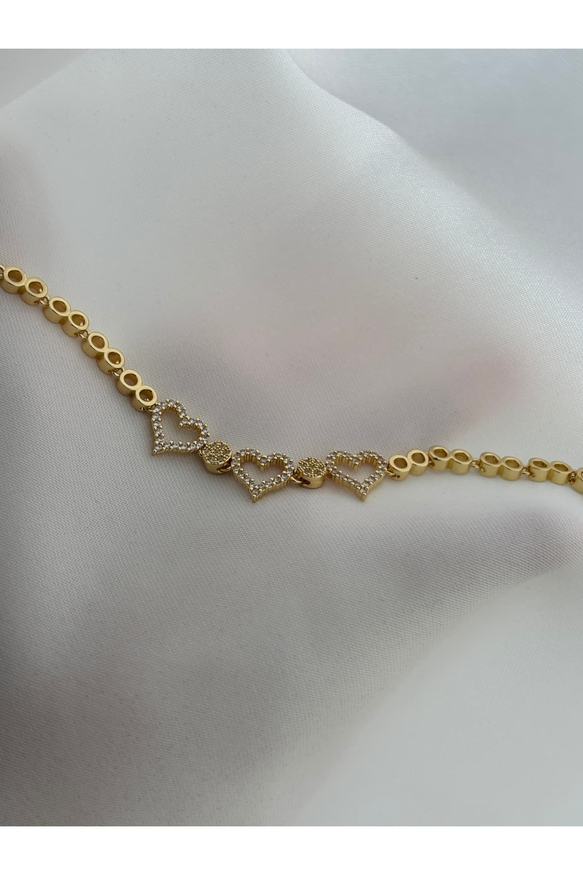 Paslanmaz çelik Zirkon taşlı gold Kalp detaylı xuping bileklik
