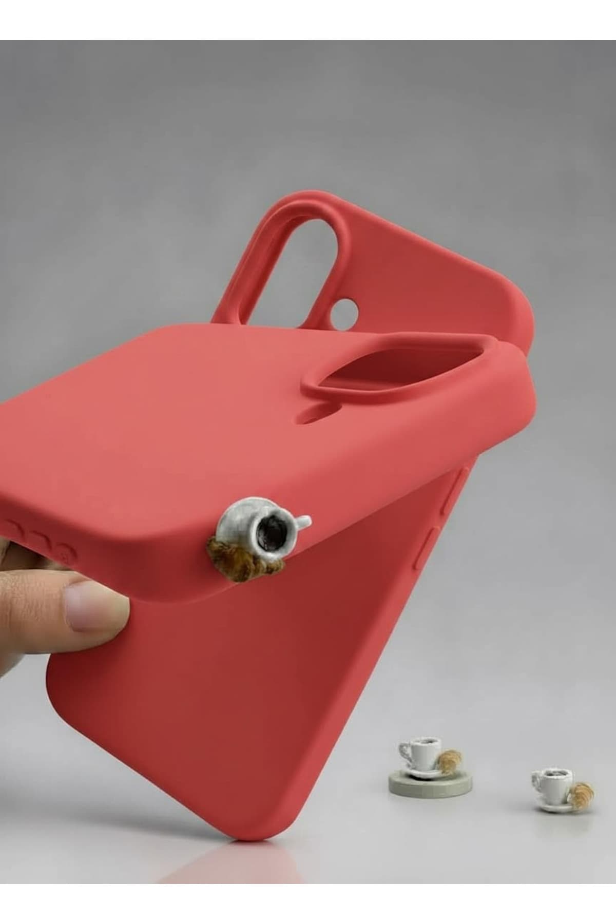İphone 16plus kruvasanlı kahve figürlü silikon kılıf