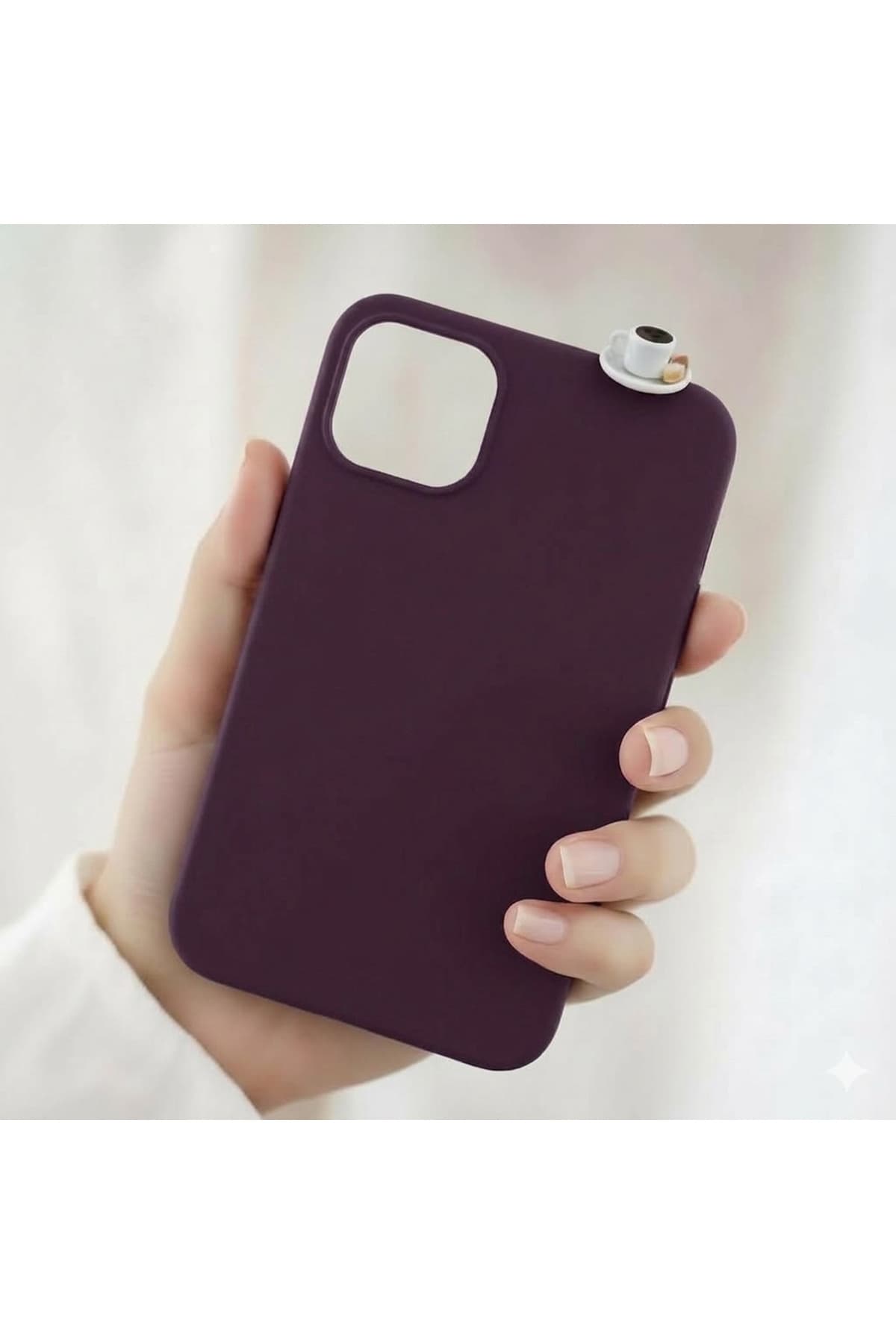 İphone 14 lokumlu kahve figürlü silikon kılıf