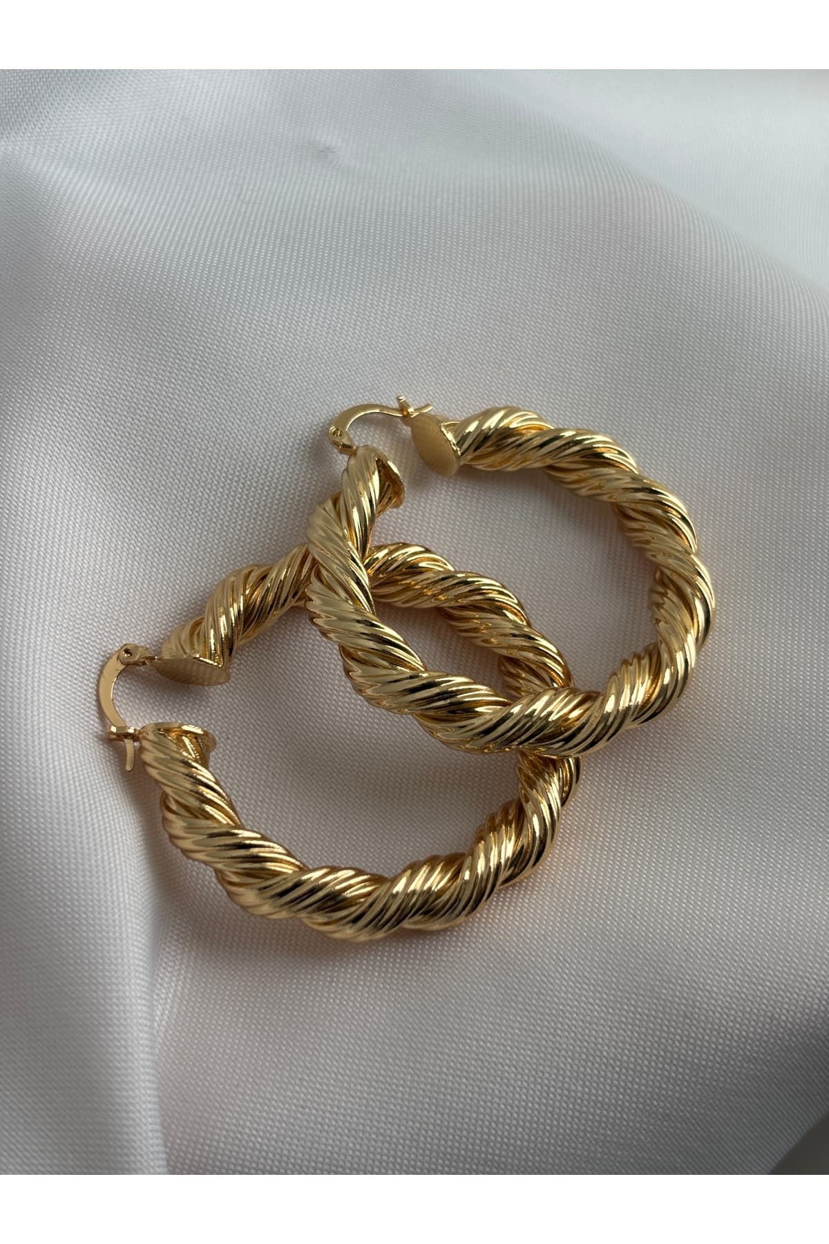 VIP 14 ayar altın kaplama sarmal gold büyük boy küpe