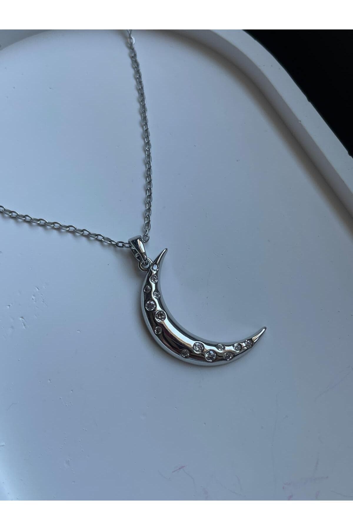 LOTUSBYUKET 316L VIP çelik silver özel tasarım hilal kolye
