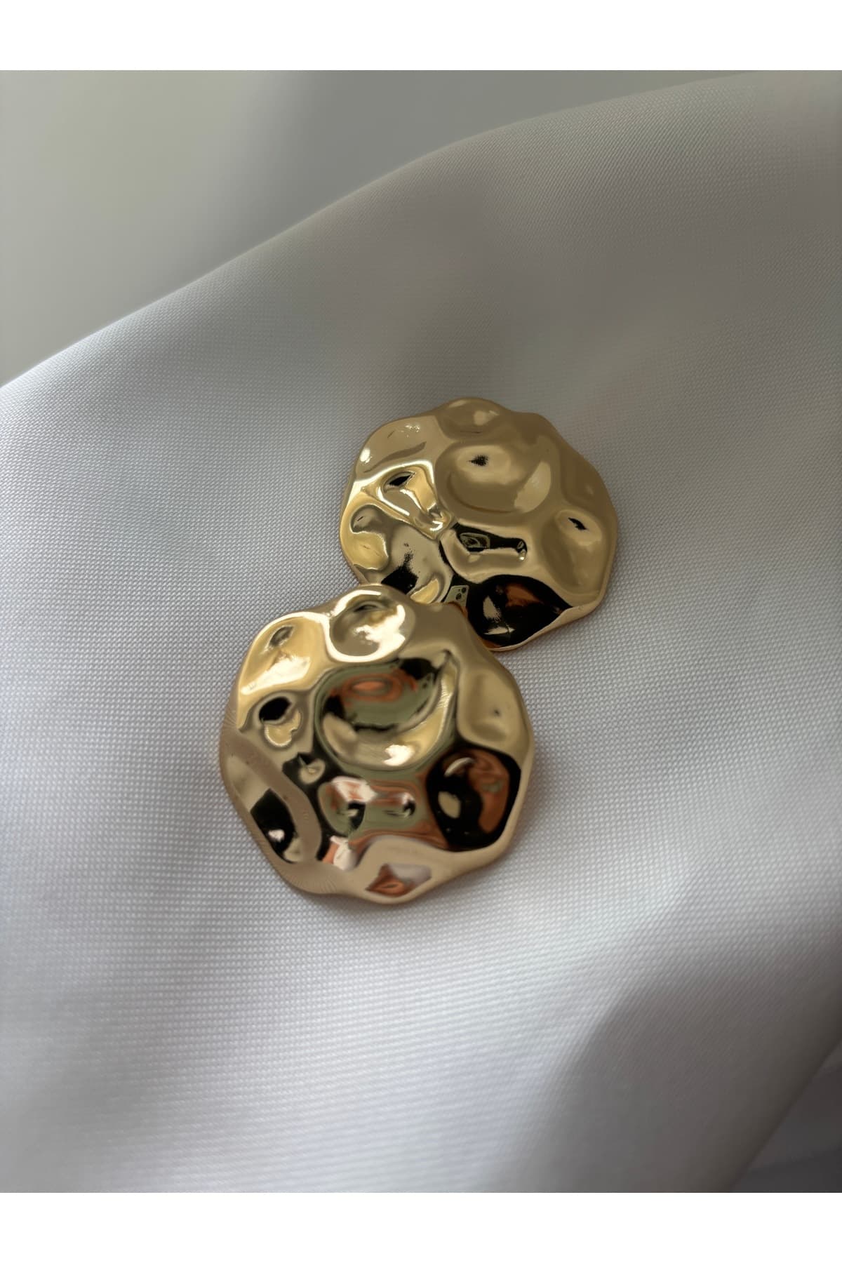 Yuvarlak gold Avangart küpe