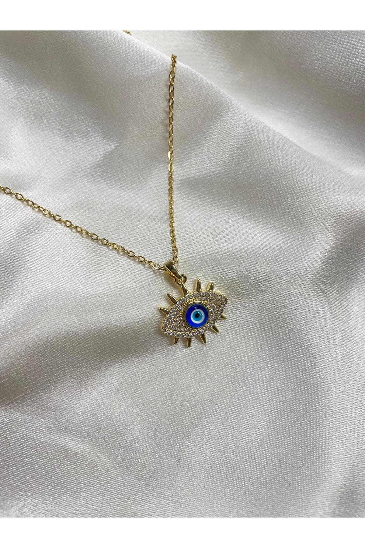 LOTUSBYBUKET çelik gold zirkon taşlı özel tasarım göz kolye