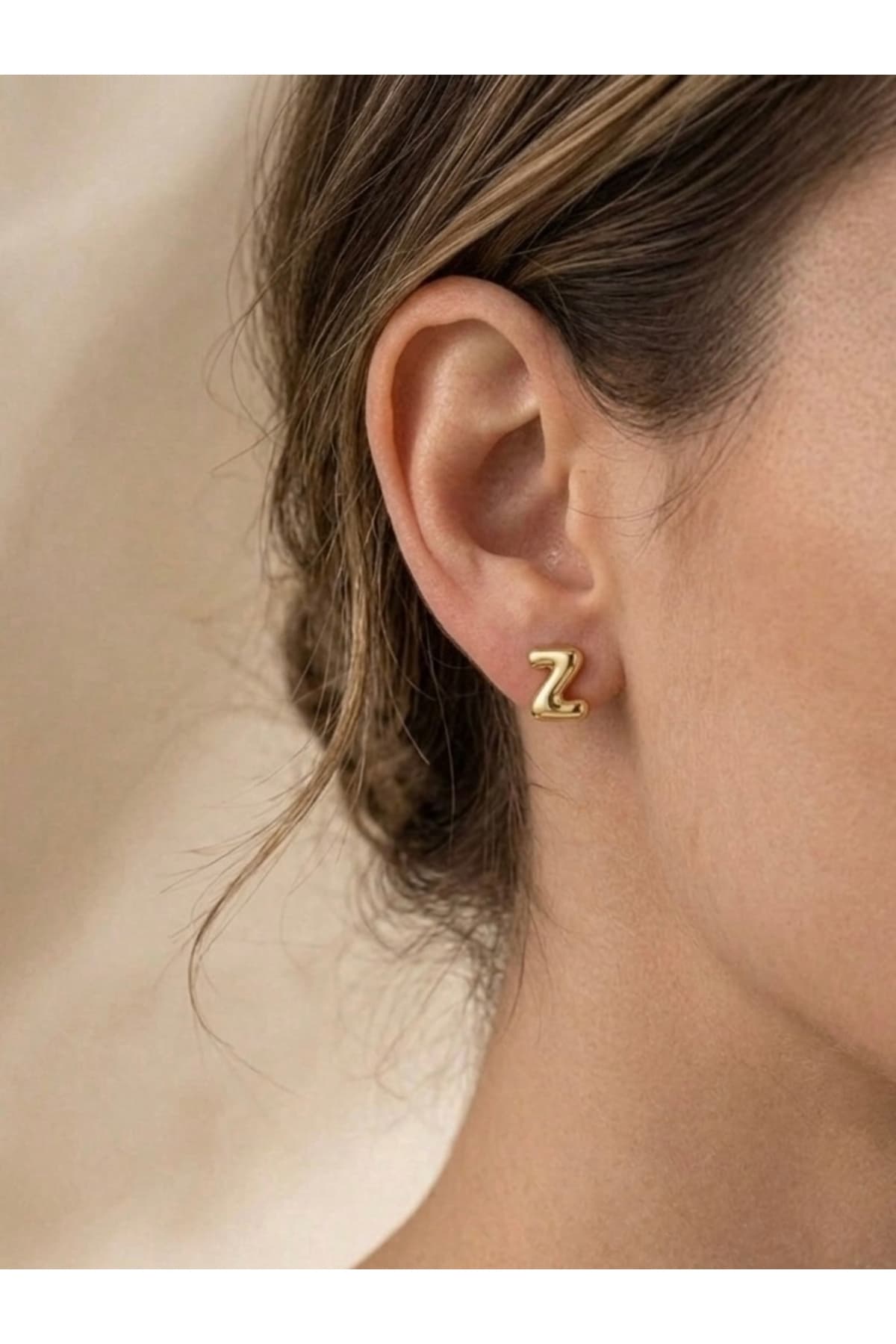 Z harf Minimal çelik gold küpe