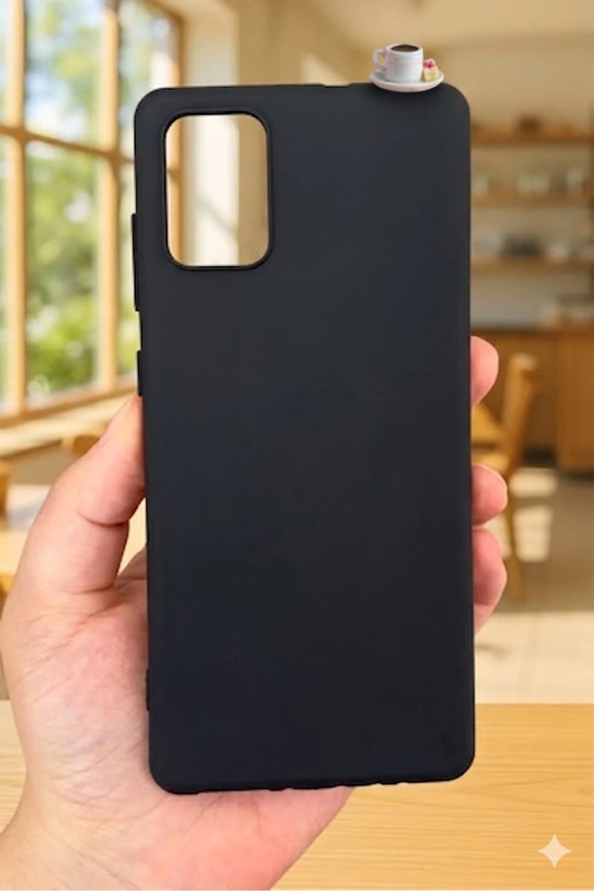 Samsung A71 uyumlu lokumlu kahve figürlü silikon kılıf