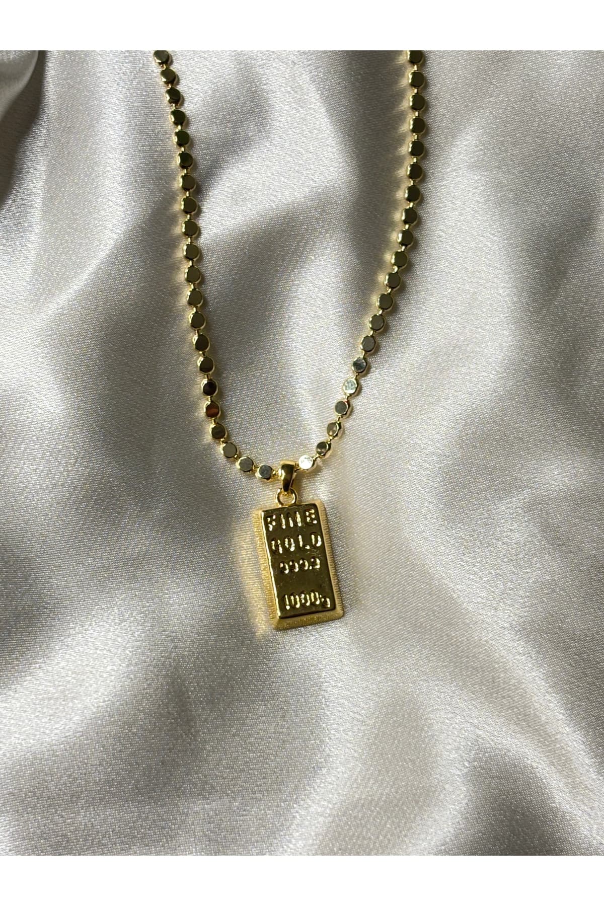 VIP %100 Çelik Külçe Model Gold kolye(büyük model)
