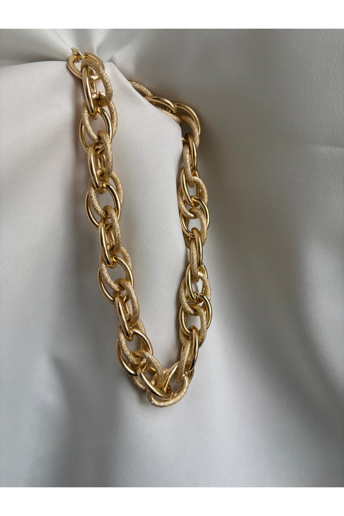 VIP Çelik kuyumcu model içiçe geçmeli gold Kalın kolye