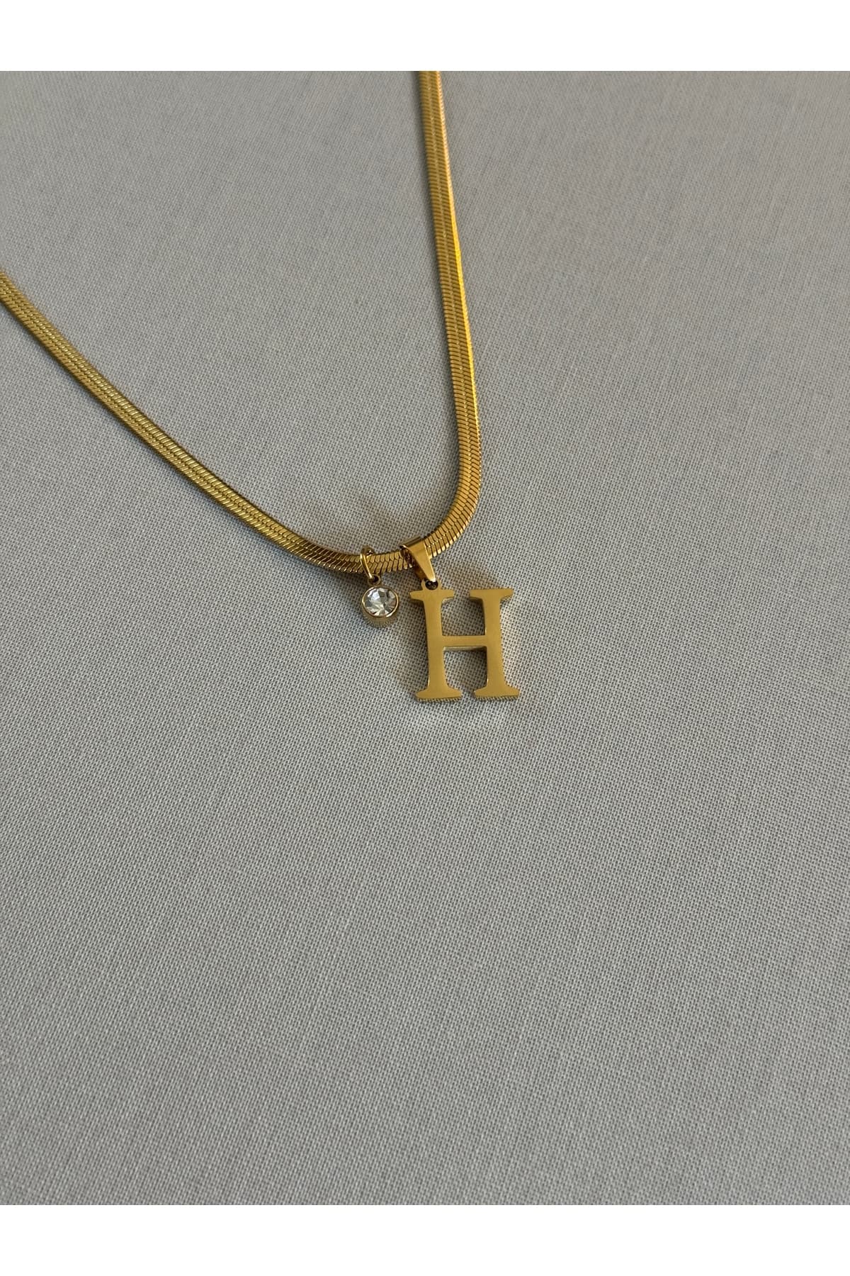 H harf paslanmaz Çelik gold kolye