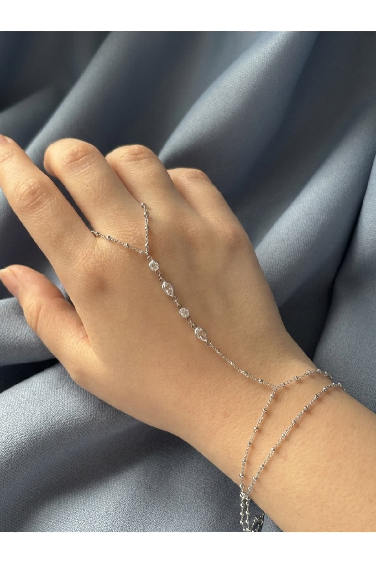 Paslanmaz çelik zirkon taşlı silver/gümüş şahmeran bileklik