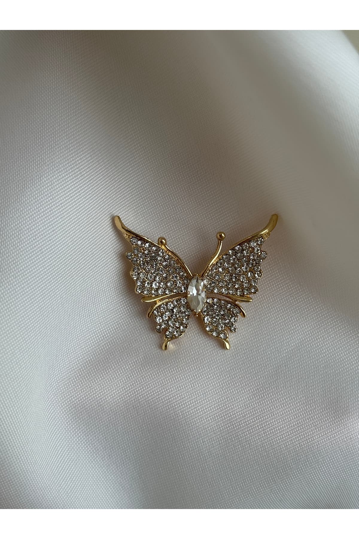 Zirkon taşlı Kelebek figür broş(4x5 cm)