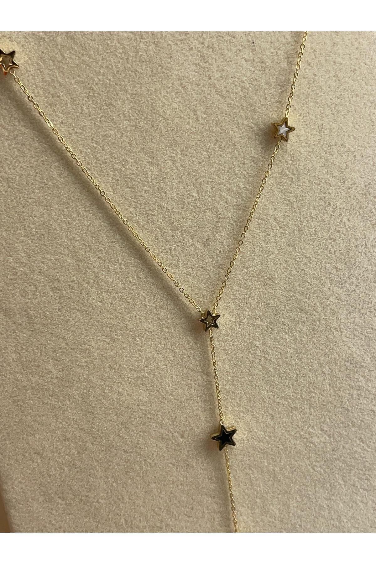 'lotusbybuket' çelik gold özel tasarım yıldız detaylı Y dekolte kolye